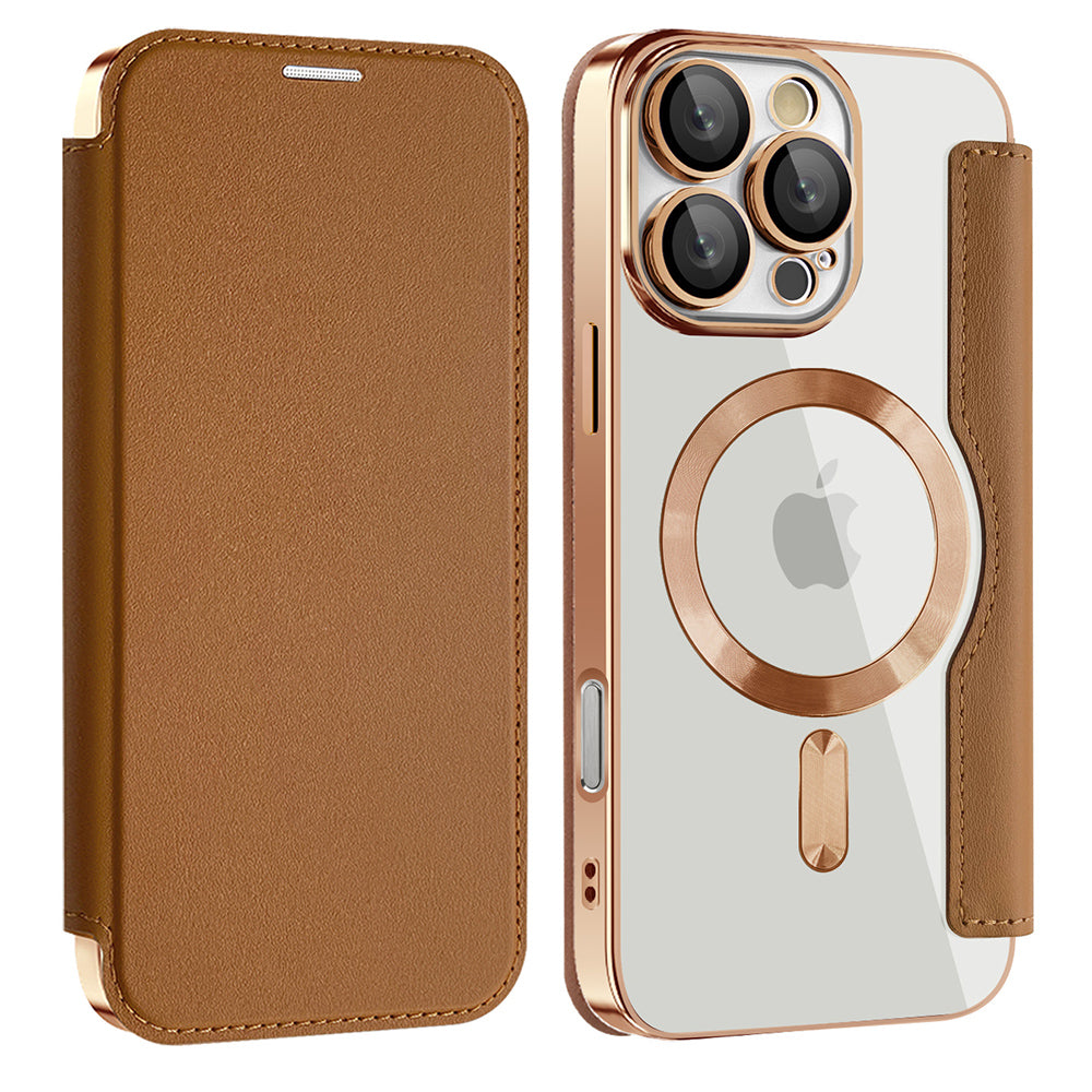 MagSafe Case for Samsung Galaxy A17 5G, Techsuit, SmartMag Book, Brown