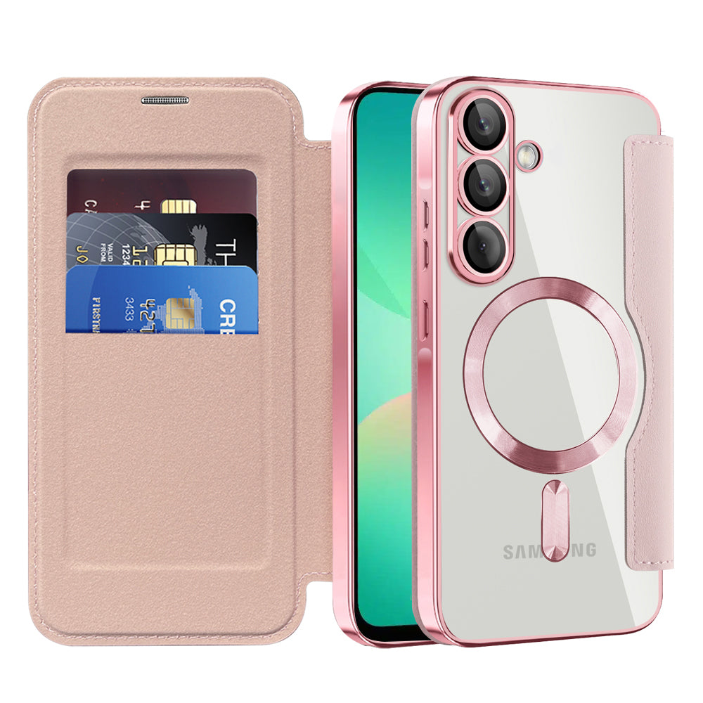 MagSafe-etui til Samsung Galaxy A26 A266, Techsuit, SmartMag Book, Lyserød
