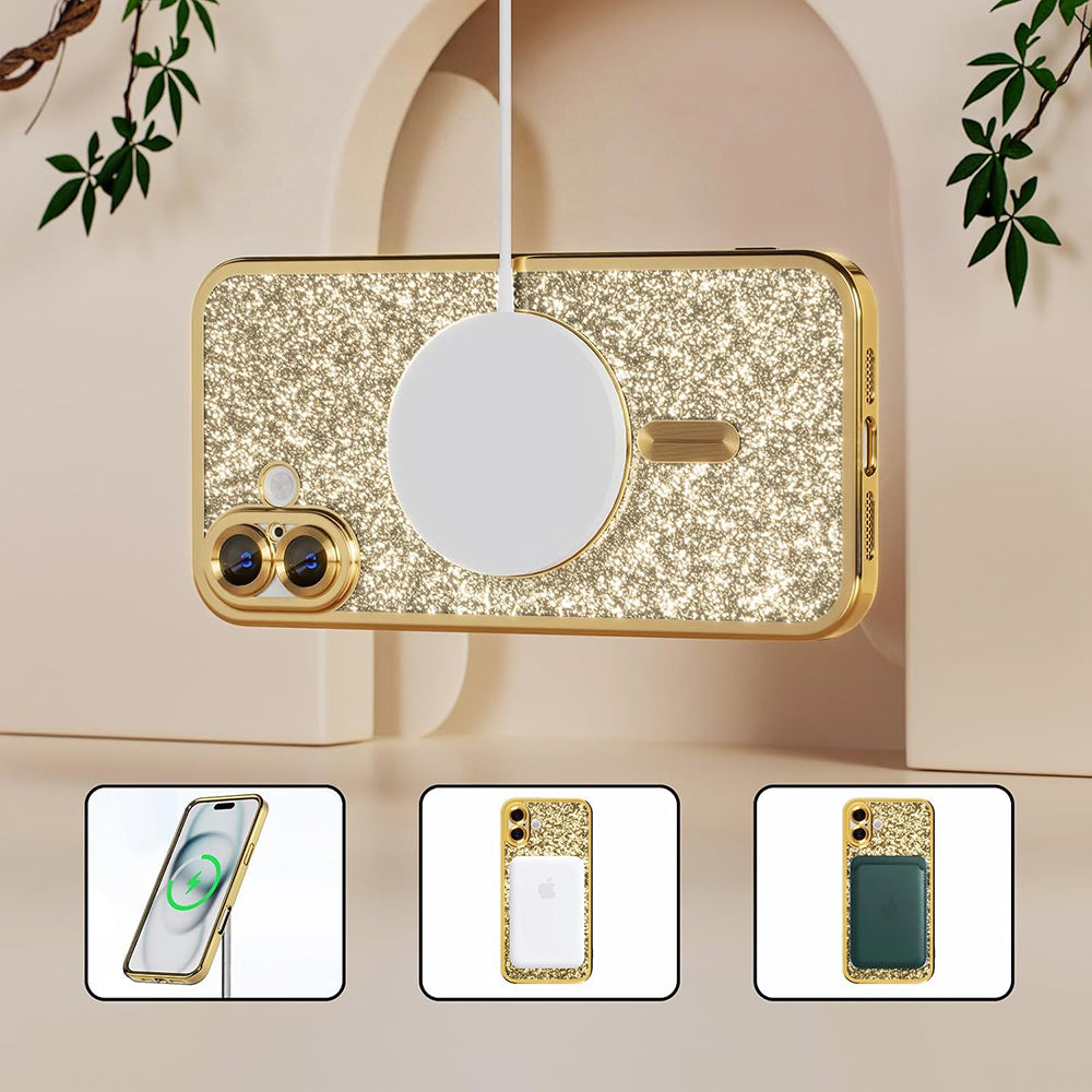 MagSafe-etui til Samsung Galaxy A27 5G, Techsuit, Luxury Glitter, Mørkeblå