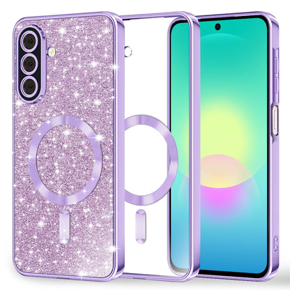 MagSafe-etui til Samsung Galaxy A27 5G, Techsuit, Luxury Glitter, Lys lilla