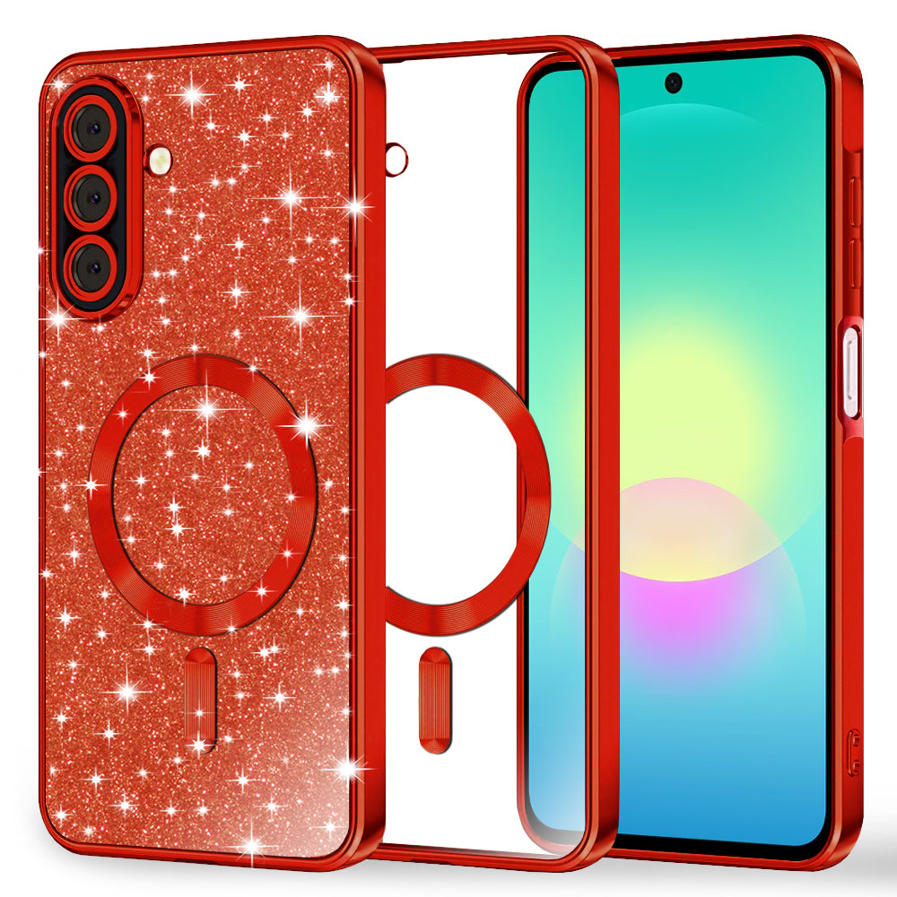 MagSafe-etui til Samsung Galaxy A27 5G, Techsuit, Luxury Glitter, Rød