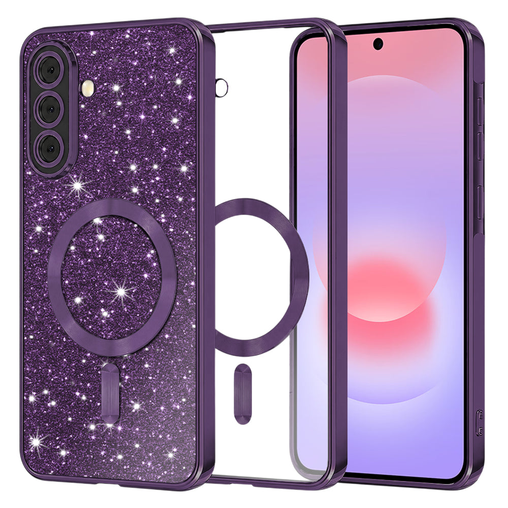MagSafe-etui til Samsung Galaxy A37 5G, Techsuit, Luxury Glitter, Mørkelilla