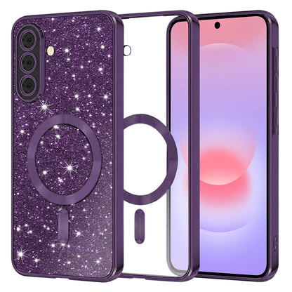 MagSafe-etui til Samsung Galaxy A37 5G, Techsuit, Luxury Glitter, Mørkelilla