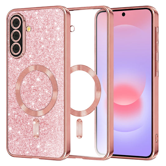MagSafe-etui til Samsung Galaxy A37 5G, Techsuit, Luxury Glitter, Lyserød Guld