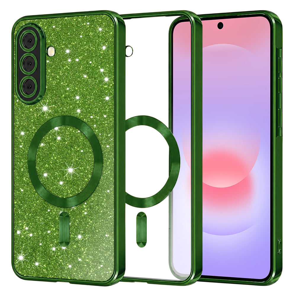 MagSafe-etui til Samsung Galaxy A37 5G, Techsuit, Luxury Glitter, Mørkegrøn