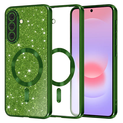 MagSafe-etui til Samsung Galaxy A37 5G, Techsuit, Luxury Glitter, Mørkegrøn