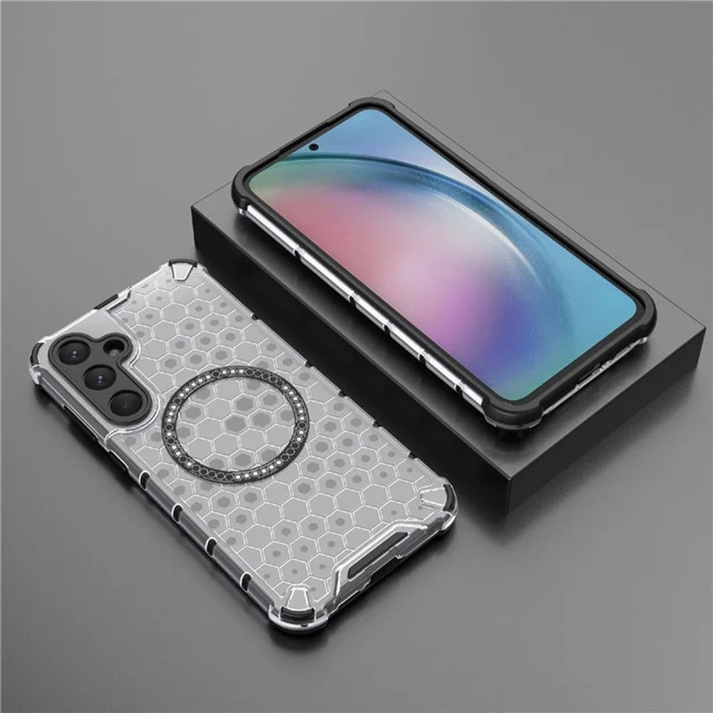 MagSafe Case for Samsung Galaxy A55 5G A556, Techsuit, HoneyComb Shield, White