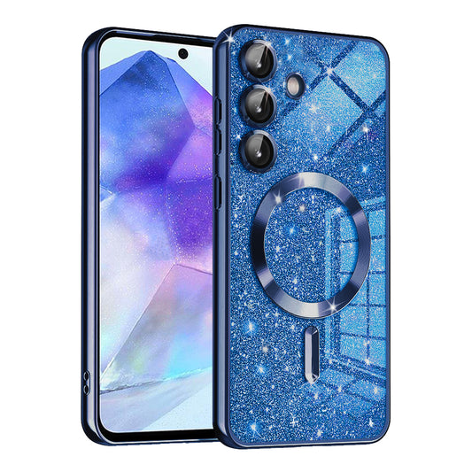MagSafe-etui til Samsung Galaxy A55 5G A556, Techsuit, Luxury Glitter, Mørkeblå