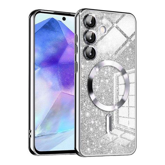 MagSafe-etui til Samsung Galaxy A55 5G A556, Techsuit, Luxury Glitter, Sølv