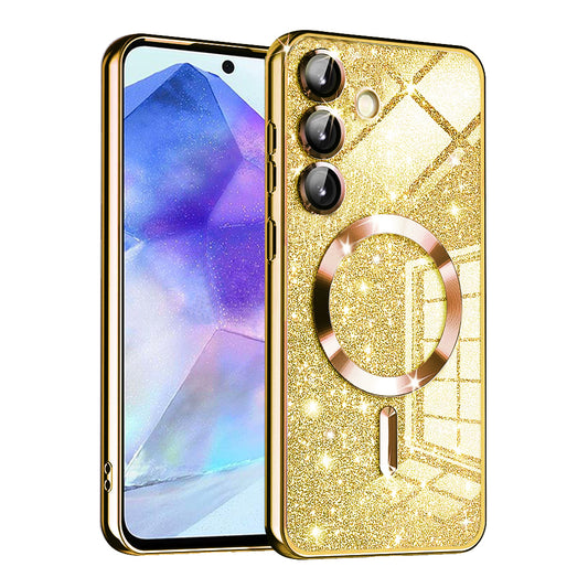 MagSafe-etui til Samsung Galaxy A55 5G A556, Techsuit, Luxury Glitter, Guld