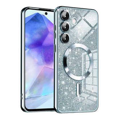 MagSafe-etui til Samsung Galaxy A55 5G A556, Techsuit, Luxury Glitter, Blå
