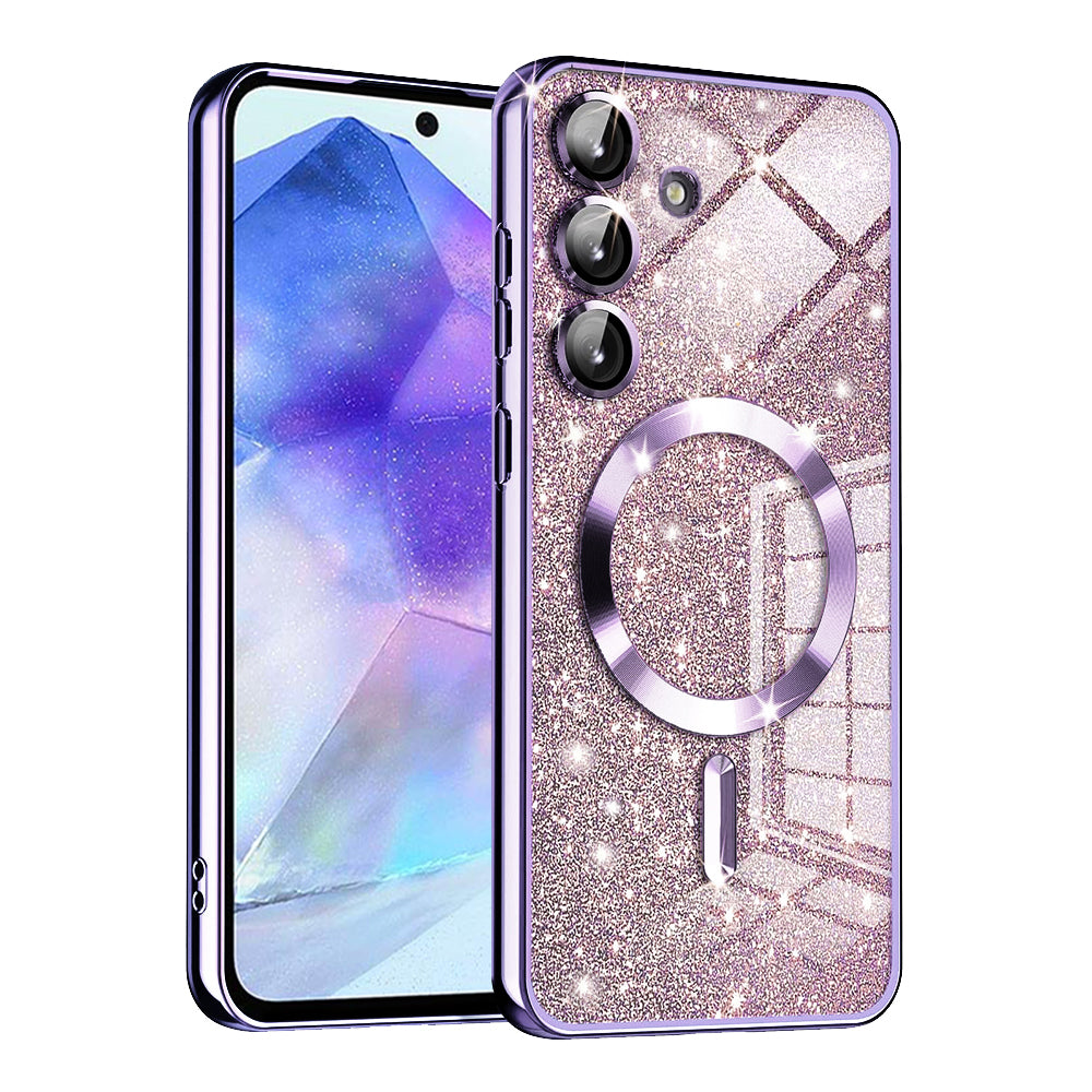 MagSafe-etui til Samsung Galaxy A55 5G A556, Techsuit, Luxury Glitter, Lys lilla