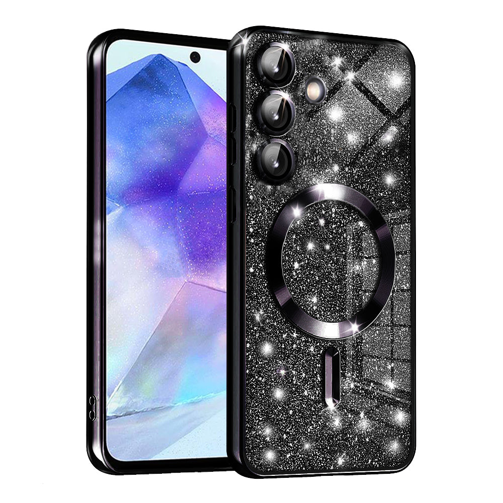MagSafe-etui til Samsung Galaxy A55 5G A556, Techsuit, Luxury Glitter, Sort