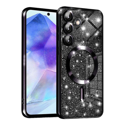 MagSafe-etui til Samsung Galaxy A55 5G A556, Techsuit, Luxury Glitter, Sort
