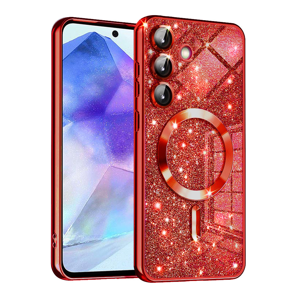 MagSafe-etui til Samsung Galaxy A55 5G A556, Techsuit, Luxury Glitter, Rød