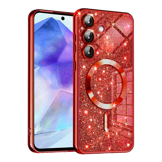 MagSafe-etui til Samsung Galaxy A55 5G A556, Techsuit, Luxury Glitter, Rød