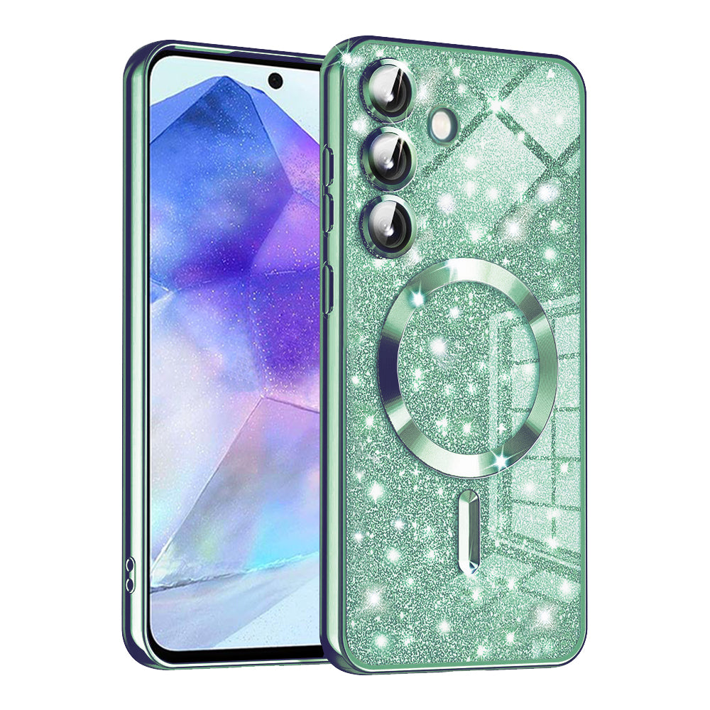 MagSafe-etui til Samsung Galaxy A55 5G A556, Techsuit, Luxury Glitter, Lysegrøn