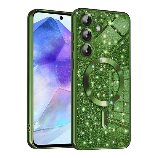 MagSafe-etui til Samsung Galaxy A55 5G A556, Techsuit, Luxury Glitter, Mørkegrøn