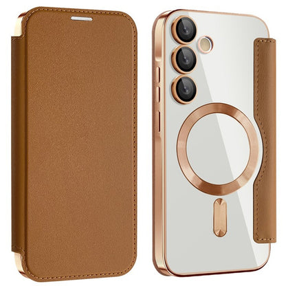 MagSafe Case for Samsung Galaxy A55 5G A556, Techsuit, SmartMag Book, Brown