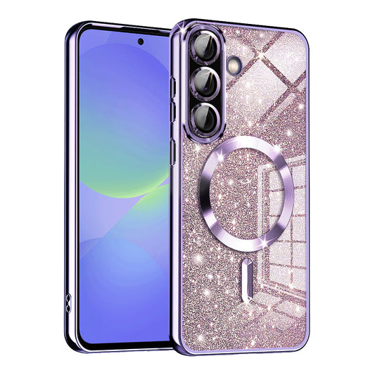 MagSafe-etui til Samsung Galaxy A56 A566 / A36 A366, Techsuit, Luxury Glitter, Lys lilla