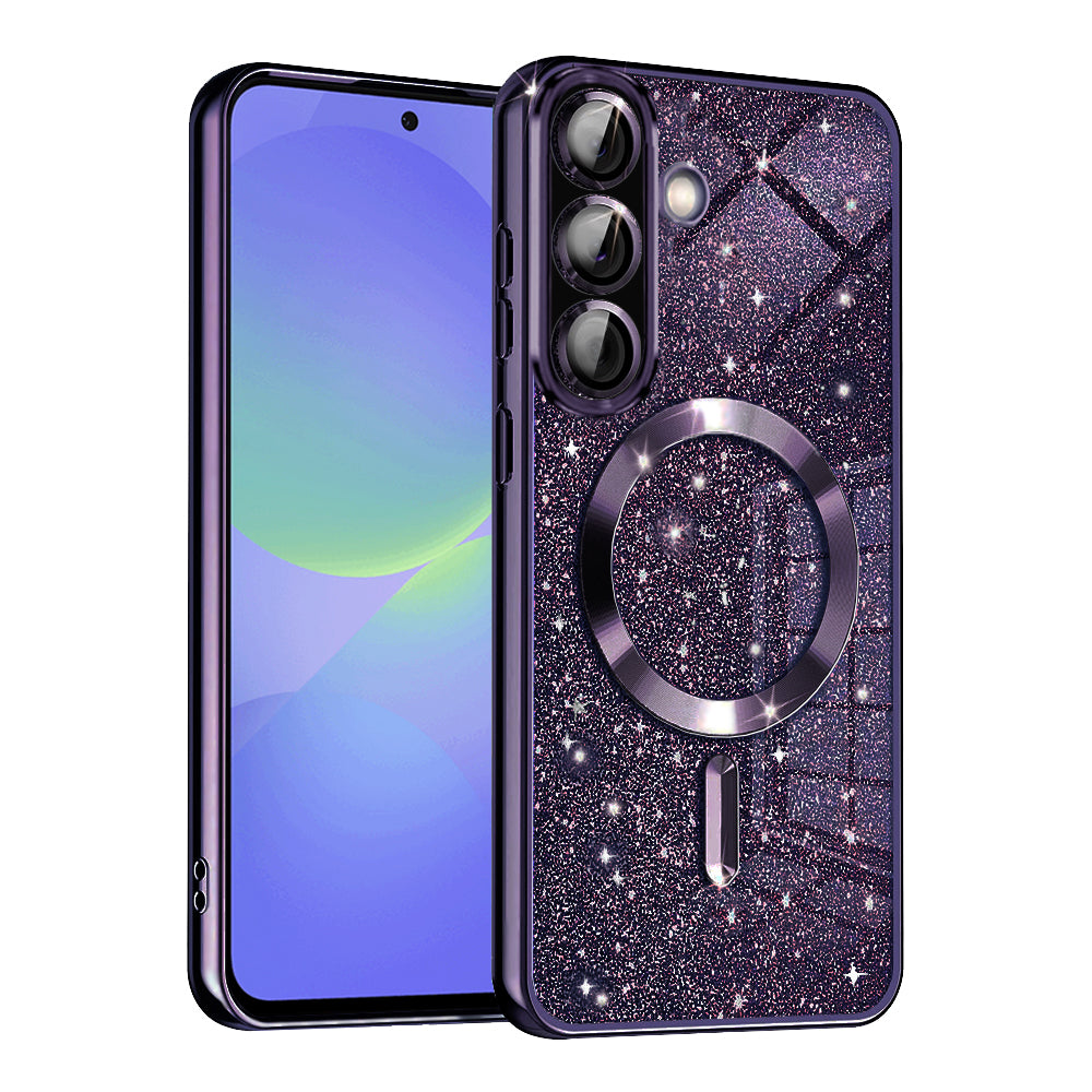 MagSafe-etui til Samsung Galaxy A56 A566 / A36 A366, Techsuit, Luxury Glitter, Mørkelilla