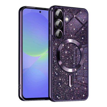 MagSafe-etui til Samsung Galaxy A56 A566 / A36 A366, Techsuit, Luxury Glitter, Mørkelilla