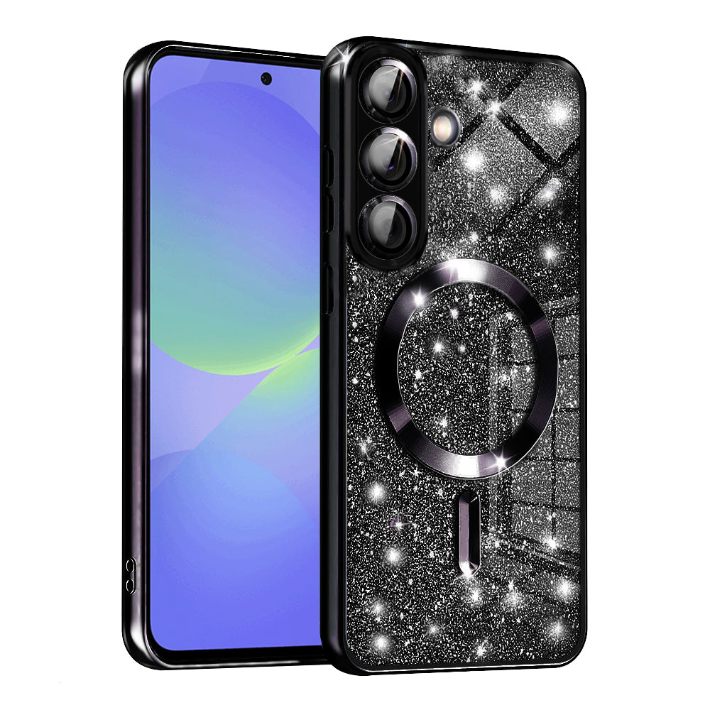 MagSafe-etui til Samsung Galaxy A56 A566 / A36 A366, Techsuit, Luxury Glitter, Sort