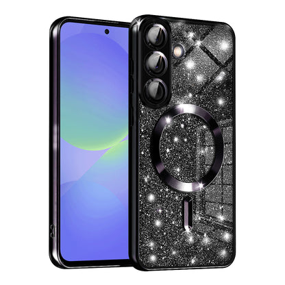 MagSafe-etui til Samsung Galaxy A56 A566 / A36 A366, Techsuit, Luxury Glitter, Sort
