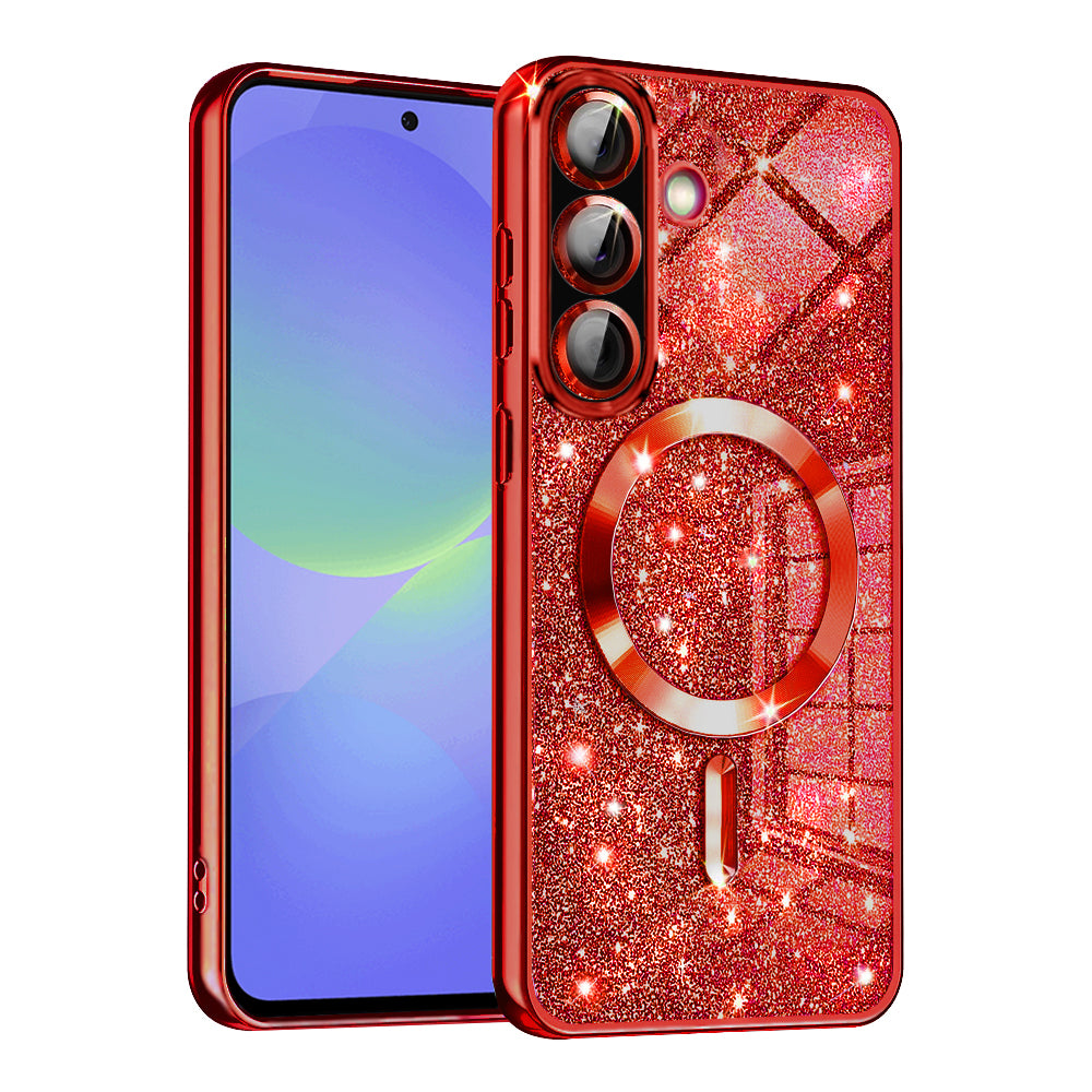 MagSafe-etui til Samsung Galaxy A56 A566 / A36 A366, Techsuit, Luxury Glitter, Rød