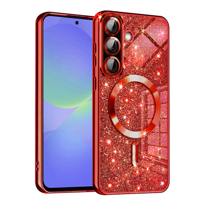MagSafe-etui til Samsung Galaxy A56 A566 / A36 A366, Techsuit, Luxury Glitter, Rød