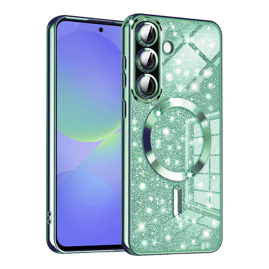 MagSafe-etui til Samsung Galaxy A56 A566 / A36 A366, Techsuit, Luxury Glitter, Lysegrøn
