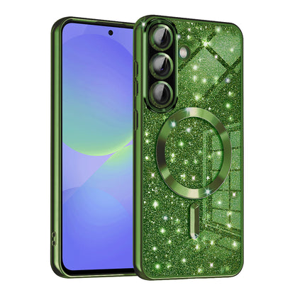 MagSafe-etui til Samsung Galaxy A56 A566 / A36 A366, Techsuit, Luxury Glitter, Mørkegrøn