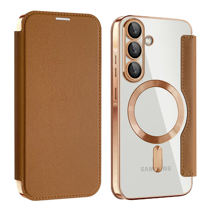 MagSafe-etui til Samsung Galaxy A56 A566, Techsuit, SmartMag Book, Brun