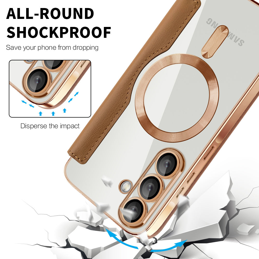 MagSafe-etui til Samsung Galaxy A56 A566, Techsuit, SmartMag Book, Brun