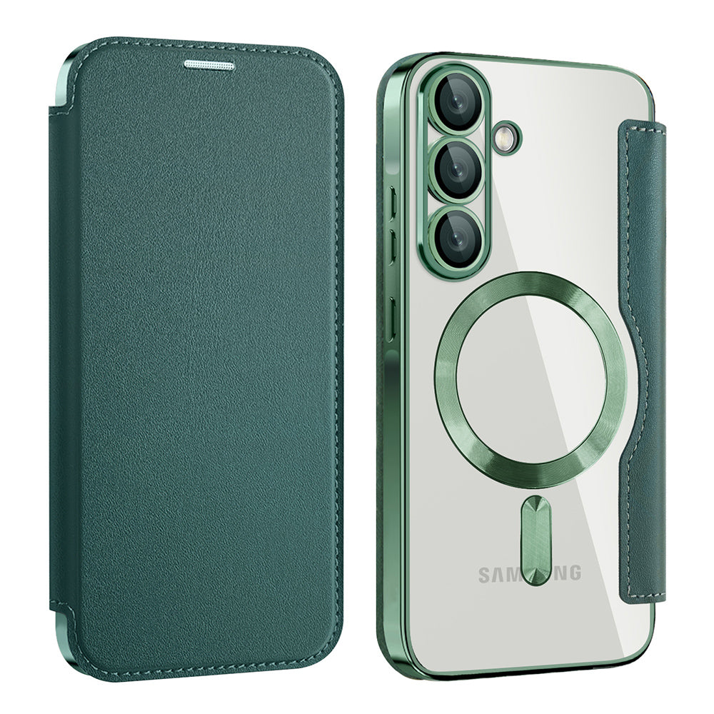 MagSafe-etui til Samsung Galaxy A56 A566, Techsuit, SmartMag Book, Grøn
