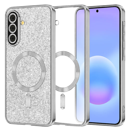MagSafe-etui til Samsung Galaxy A57 5G, Techsuit, Luxury Glitter, Sølv