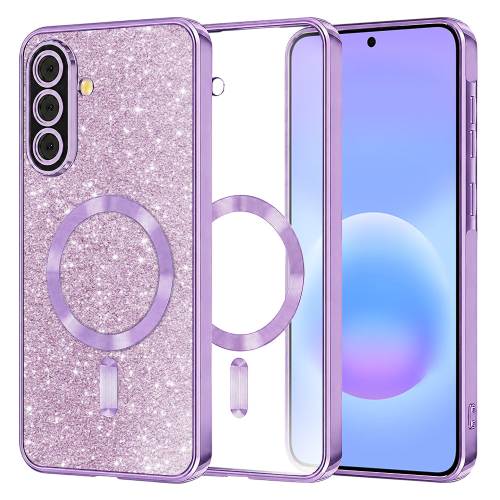 MagSafe-etui til Samsung Galaxy A57 5G, Techsuit, Luxury Glitter, Lys lilla
