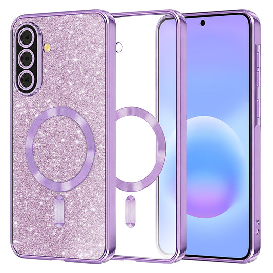 MagSafe-etui til Samsung Galaxy A57 5G, Techsuit, Luxury Glitter, Lys lilla