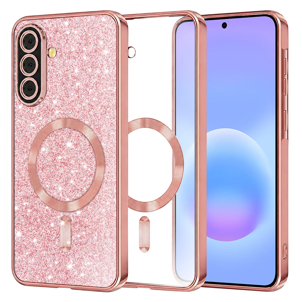 MagSafe-etui til Samsung Galaxy A57 5G, Techsuit, Luxury Glitter, Lyserød Guld