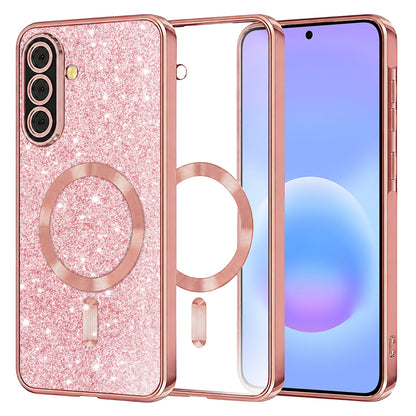 MagSafe-etui til Samsung Galaxy A57 5G, Techsuit, Luxury Glitter, Lyserød Guld