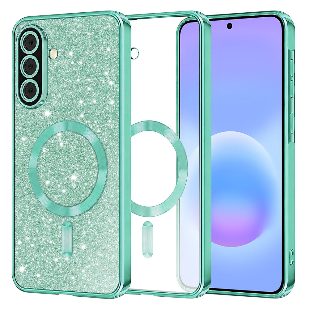 MagSafe-etui til Samsung Galaxy A57 5G, Techsuit, Luxury Glitter, Lysegrøn