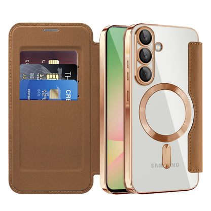 MagSafe cover til Samsung Galaxy A57 5G, Techsuit, SmartMag Book, Brun