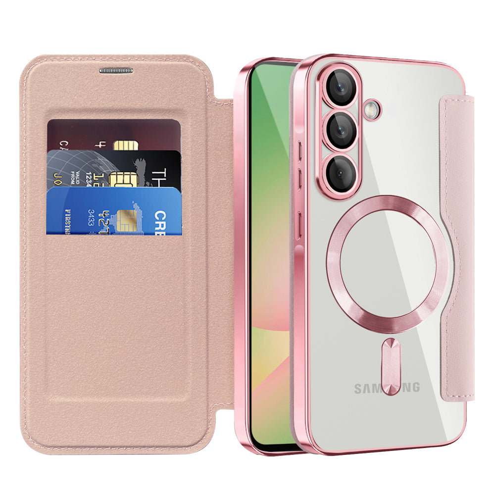 MagSafe Case for Samsung Galaxy A57 5G, Techsuit, SmartMag Book, Pink