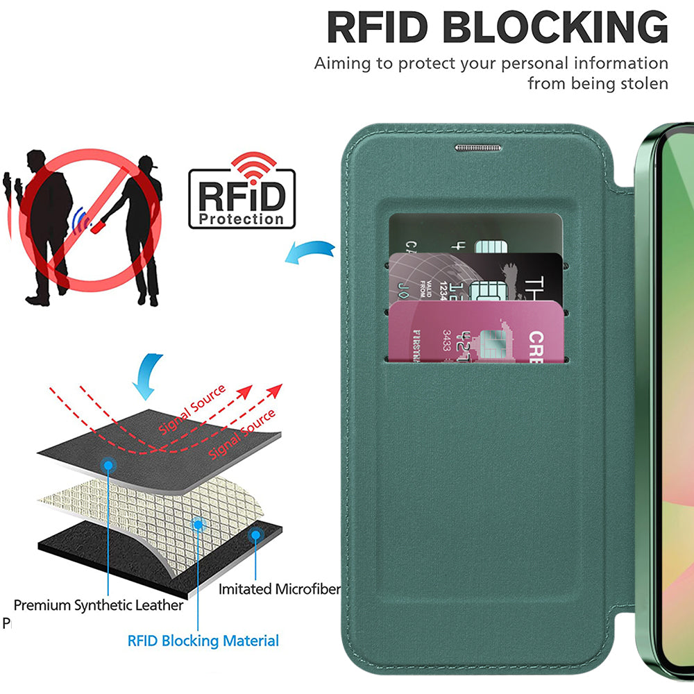 MagSafe cover til Samsung Galaxy A57 5G, Techsuit, SmartMag Book, Grøn