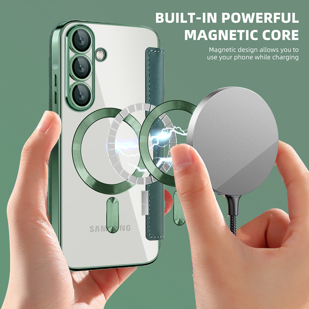 MagSafe cover til Samsung Galaxy A57 5G, Techsuit, SmartMag Book, Grøn