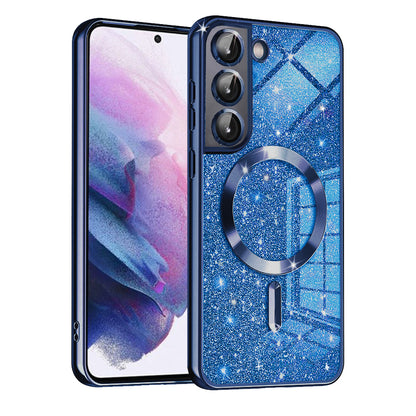 MagSafe-etui til Samsung Galaxy S21 FE 5G G990, Techsuit, Luxury Glitter, Mørkeblå