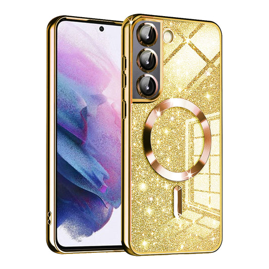 MagSafe-etui til Samsung Galaxy S21 FE 5G G990, Techsuit, Luxury Glitter, Guld