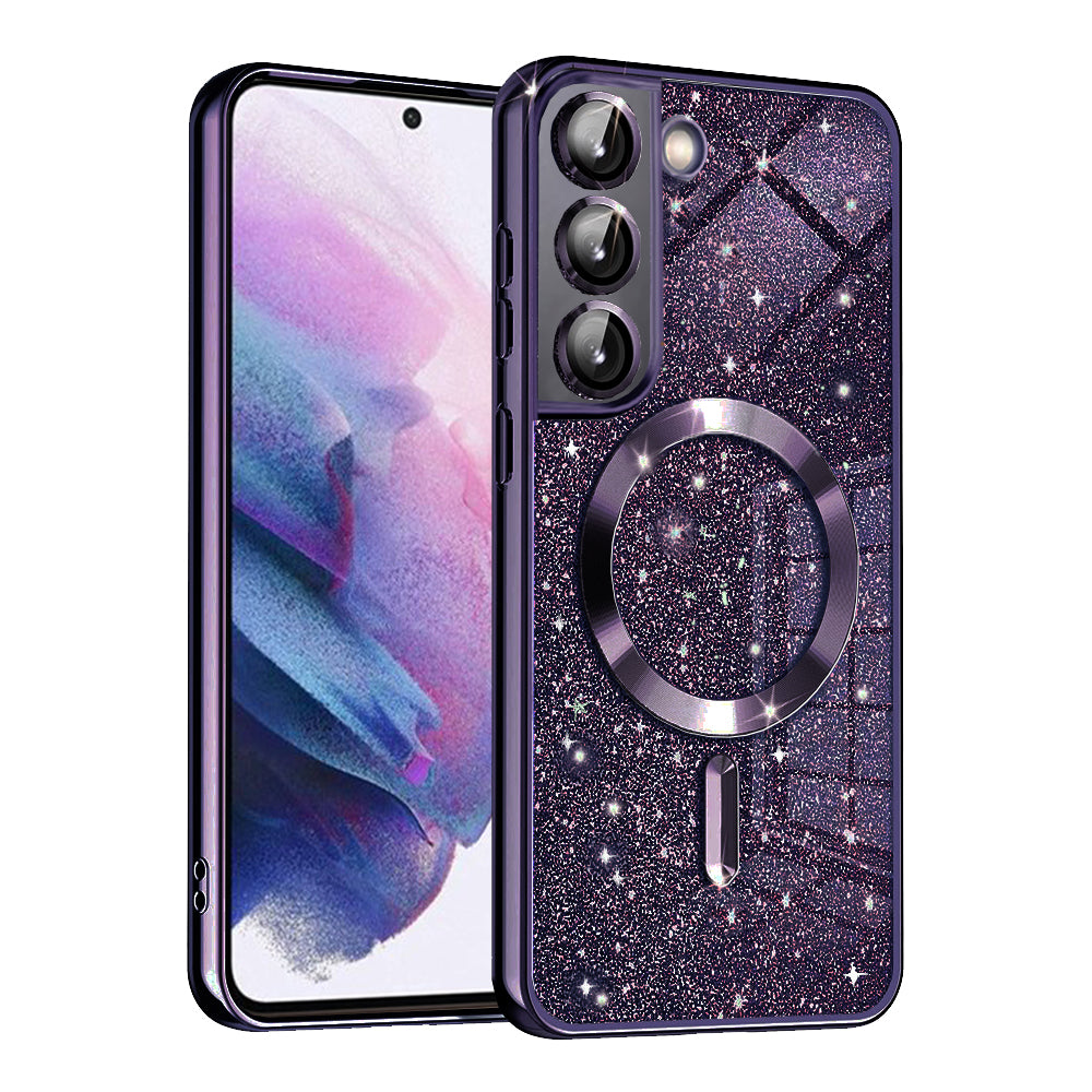 MagSafe-etui til Samsung Galaxy S21 FE 5G G990, Techsuit, Luxury Glitter, Mørkelilla