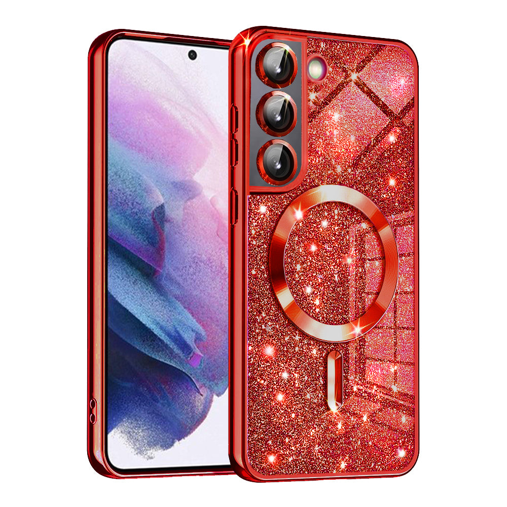 MagSafe-etui til Samsung Galaxy S21 FE 5G G990, Techsuit, Luxury Glitter, Rød