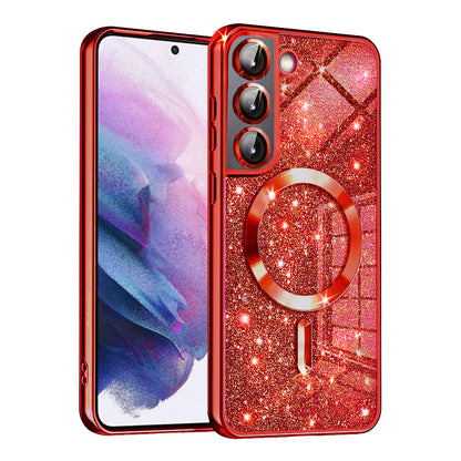 MagSafe-etui til Samsung Galaxy S21 FE 5G G990, Techsuit, Luxury Glitter, Rød